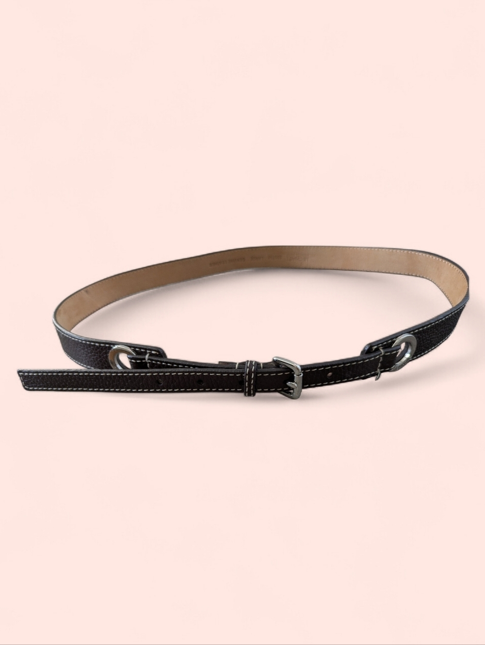Michael Kors Brown Leather Belt With Silver Accents